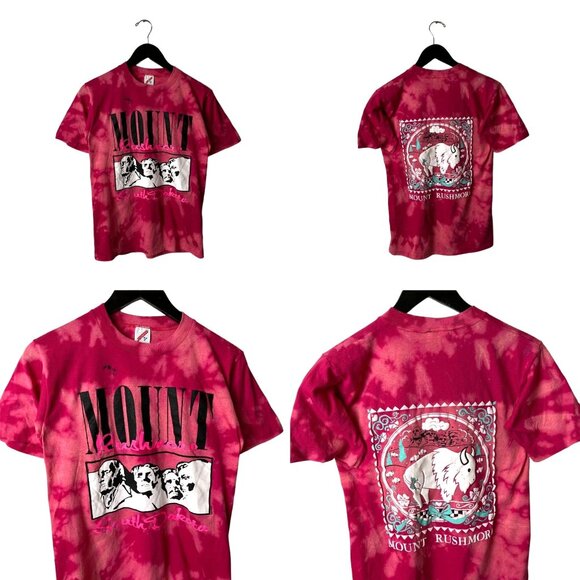 Jerzees Other - Vintage 80s Mount Rushmore T Shirt Adult Pink Gray Small S Tie Dye USA 50/50